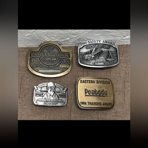 Lot of 4 Vintage 1980s Peabody Coal Company Training Safety Award Belt Buckles